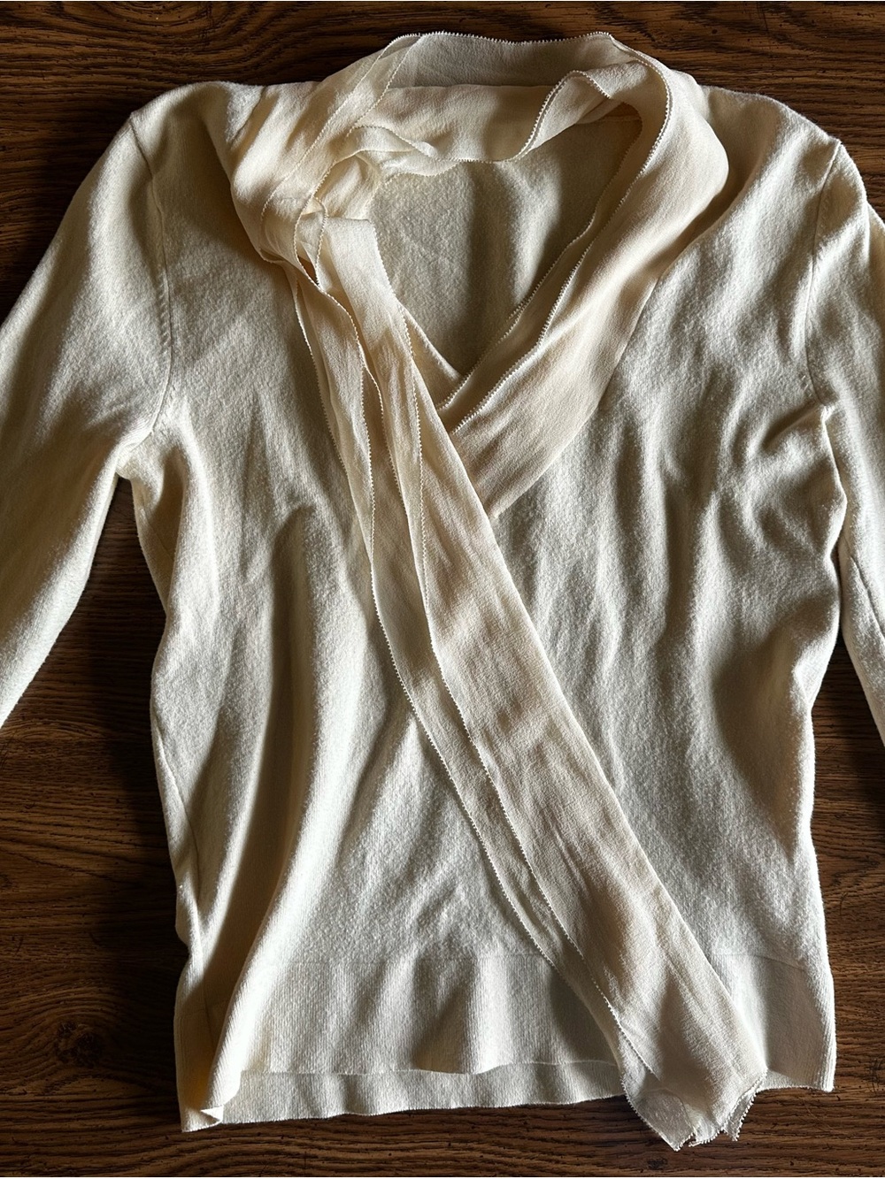 Magaschoni Cream Knit Top with Branded Neck Label
